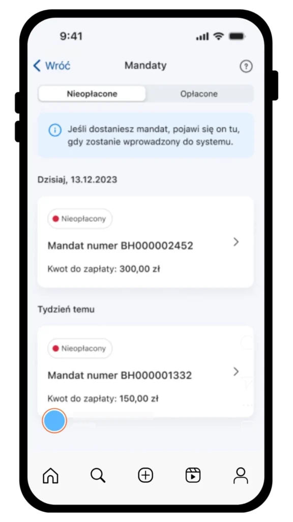 Mandaty w aplikacji mObywatel – lista nieopłaconych mandatów i kwoty do zapłaty