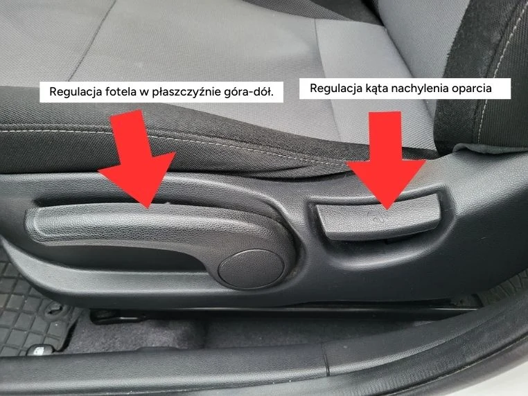 Regulacja wysokości fotela i kąta nachylenia oparcia w Hyundai i20