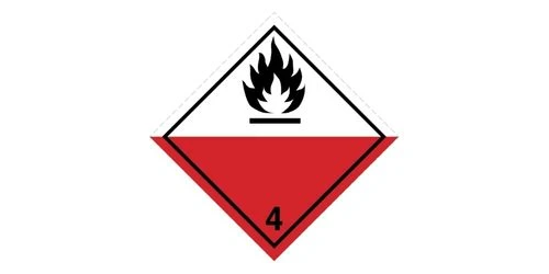 Nalepka ostrzegawcza ADR dla klasy 4.2 – materiały podatne na samozapalenie Oznaczenie ADR klasy 4.2 – materiały podatne na samozapalenie