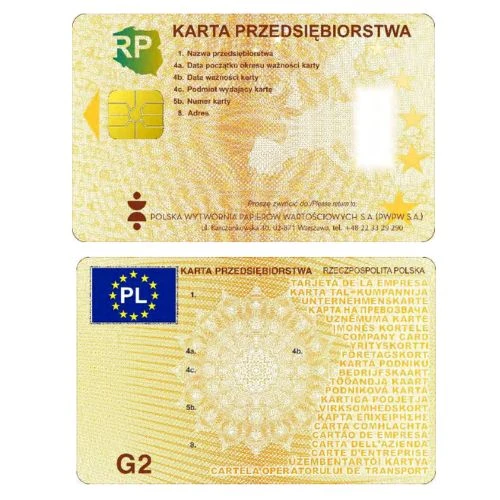 Wzór karty przedsiębiorstwa do tachografu Wzór polskiej karty przedsiębiorstwa do tachografu cyfrowego