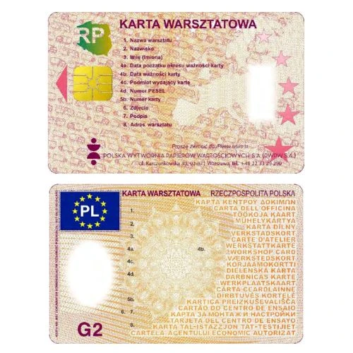 Wzór karty warsztatowej do tachografu Wzór polskiej karty warsztatowej używanej przy obsłudze tachografu